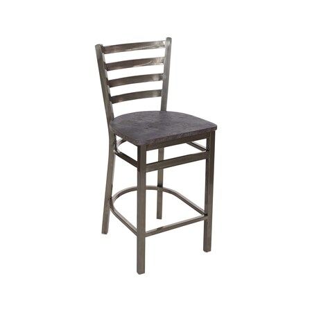 Bfm Seating Lima Ladder Back Counter Height Stool - Rustic Copper Relic Seat - Steel Frame - Clear Coat Finish 2160HRCR-CL