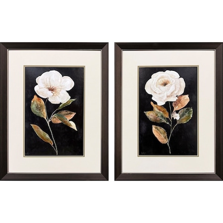 Homeroots Set Of Two Botanical on Black Brown Framed Wall Art, 2PK 649321