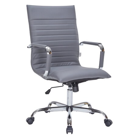 Leisuremod Harris High-Back Faux Leather Office Chair, Grey HOT19GRL
