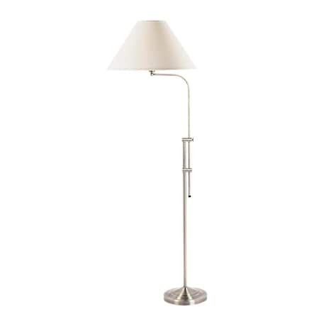 Homeroots 68" Nickel Adjustable Floor Lamp With White Fabric Empire Shade 526244