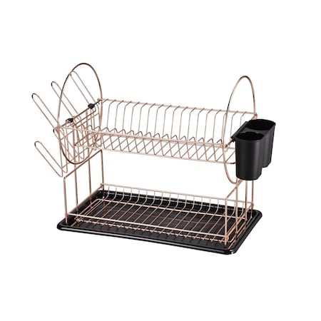 Jiallo Stainless Steel 2-Tier dish rack with dripping tray Rose Gold SW2134RG