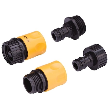 Landscapers Select Hose Connector Set, Male Thread and Female Thread, Plastic, Yellow and Black GC520+GC540+GC522