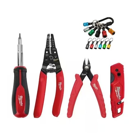 Milwaukee Hand Trucks Electrician's Hand Tool Kit (4-Piece) and The Bit Caddy 48-22-6119-BDL-CDY