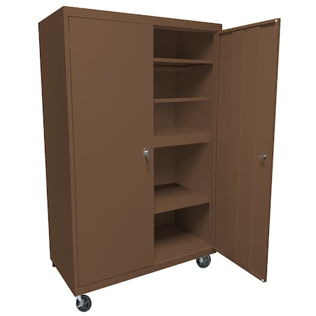 Steel Cabinets Usa Mobile Steel Storage Cabinet, 36" W, 78" H, Walnut, 4 Shelves MAAH-36782RB-WAL