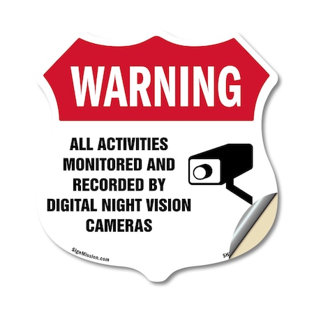 Signmission Video Surveillance Shield Label Set Warn, 18 Inch X 18 Inch, Vinyl Decal SHI-D-18-467