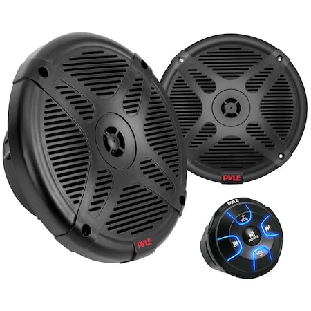 Pyle Pyle 6.5'' Dual Marine Speakers Kit, Waterproof Bluetooth, Remote Control, Powersport Vehicles PLMRKT8