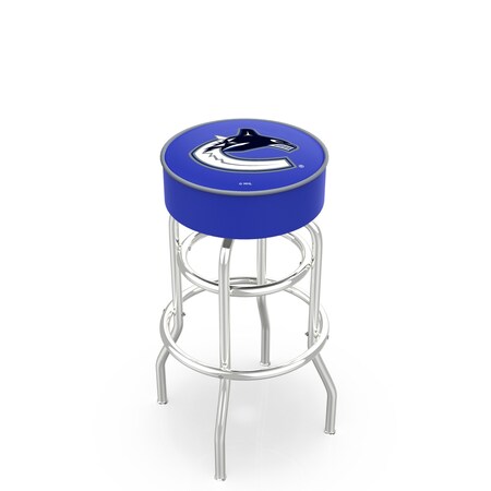 Holland Bar Stool Co 25" Vancouver Canucks Cushion Seat, 2-Ring Chrome Swivel Bar Stool L7C125VanCan