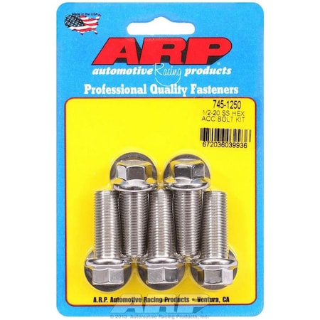 Arp 745-1250 0.5-20 x 1.25 in. 6 Point Stainless Steel Bolt Kit, 5 Piece ARP745-1250