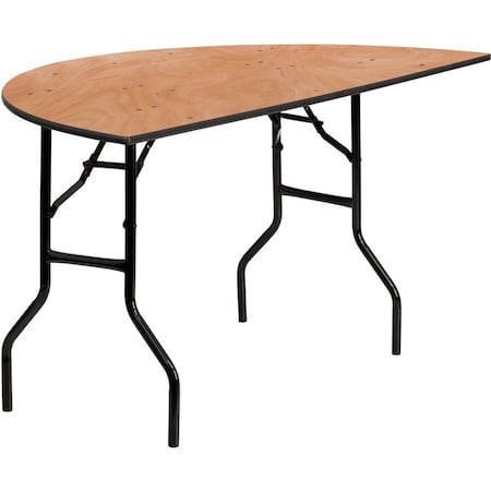 Flash Furniture Half Round Folding Table, Wood Top, Wood Grain YT-WHRFT60-HF-GG