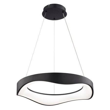 Vaxcel Bowen 1-Light Black Contemporary Chandelier, Frosted Shade, LED Pendant Fixture H0310
