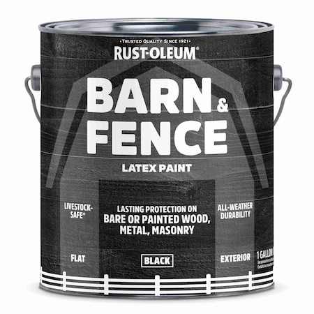 Rust-Oleum Barn & Fence Latex Paint, Black, Flat, 1 Gallon 400045