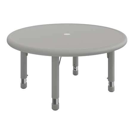 Flash Furniture Commercial Plastic Adjustable Height Classroom Activity Table-Soft Gray, 33 in RD YU-YCX-007-2-ROUND-TBL-SFTGY-GG