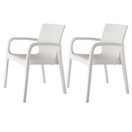 Lagoon Koppla Resin Stackable Rattan Style Dining Armchair, 2PK 7027W8-SSLGS