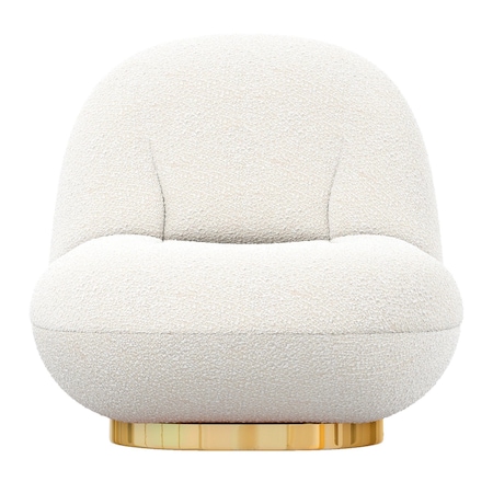 Homeroots 30" White and Gold Boucle Slipper Chair 520662
