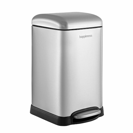 Happimess Betty Retro Mini 3.2-Gallon Step-Open Trash Can, Platinum Silver HPM1012A