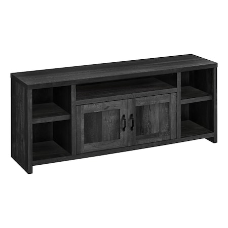 Homeroots 59in Black Cabinet Enclosed Storage TV Stand 490380