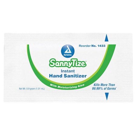 Dynarex SannyTize Instant Hand Sanitizer, 0.9 g Packet, 1728PK 1433
