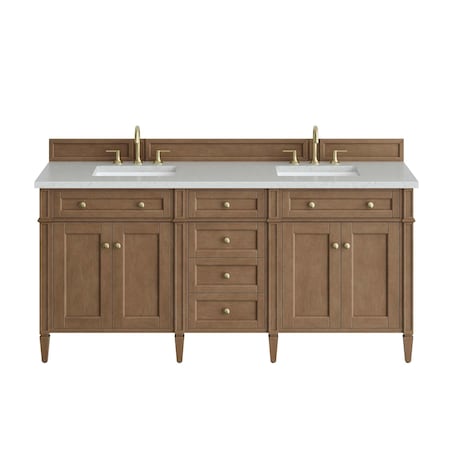 James Martin Vanities Brittany 72" Double Vanity, Pecan w/ 3 CM Lime Delight Silestone Top 655-V72-PCN-3LDL