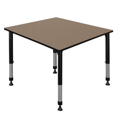 Regency Square Kee Height Adjustable Classroom Activity Table, 48 in W, 48 in L, Noble Oak TB4848NOAPBK