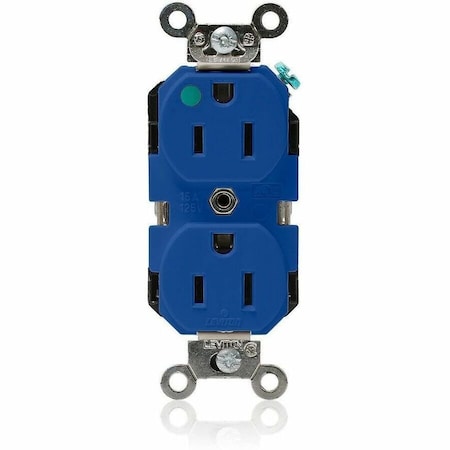 Leviton Straight Blade Receptacle, 5-15R, 15 A, 125V AC, Flush Mount, Self-Grounded 8200-BU