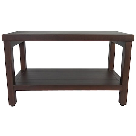 Homeroots Rectangular Teak Shower Stool Or Bench With Shelf In Brown Finish 376668