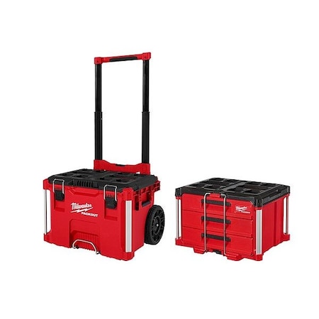 Milwaukee Tool PACKOUT Rolling Tool Box + 3-Drawer Box 48-22-8427, 48-22-8443