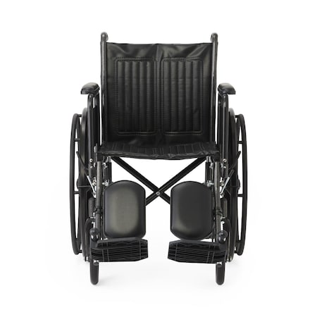 Medline 18in Wide K1 Basic Vinyl Wheelchair with Full-Length Arms and Elevating Leg Rests K1186V11E