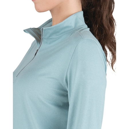Berne Womens Large Heathered Eggshell Blue Midweight UPF Quarter-Zip Shirt WSH14HESBR440
