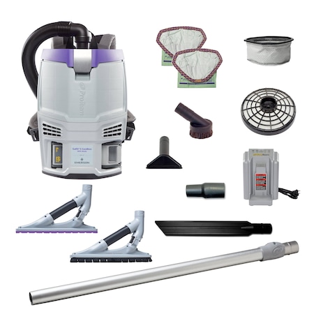 Proteam GoFit 3 Cordless 4Ah, 3 qt. Backpack Vacuum w/ ProBlade Hard Surface & Carpet Floor Tool Kit 107776