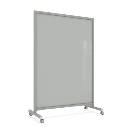 Ghent EZ Mobile Glassboard, Aluminum Frame, Non-Magnetic, 75"H x 50"W, Gray EZ1NA7550GY