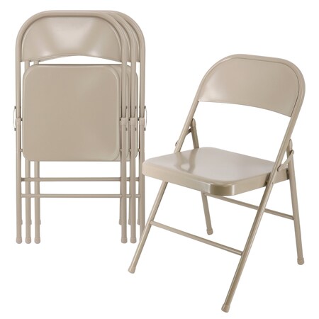 Elama 4 Piece for Indoor and Outdoor Metal Folding Chairs in Beige ELM-J0336A-B