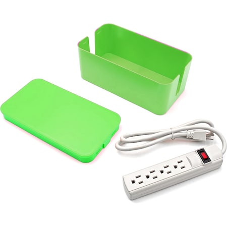 Electriduct Cable Bin Mini w/ Surge Protector- Lime Green PD-ED-CBM-LG