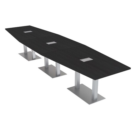 Skutchi Designs Hexagon Conference Table With Power Unit, 48 in W, 192 in L, Black HAR-HEX.IR-48X192-DOU-U999ST19-ESIL