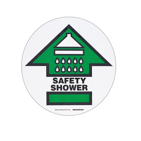 Brady Floor Safety Shower Sign, 17in Dia x 0.011in D, Polyester 104487