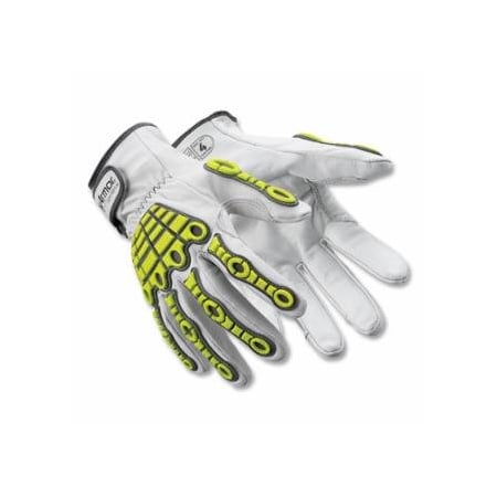 Hexarmor Chrome Series 4080 Impact-Resistant Gloves, A8 Cut, Large, White/Hi-vis Yellow, Goatskin 572-4080-L-9