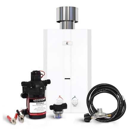 Eccotemp L10 Portable Outdoor Tankless Water Heater w/ EccoFlo Diaphragm 12V Pump & Strainer L10-PS