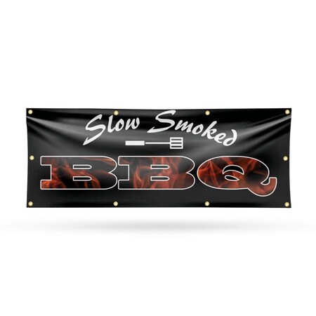 Signmission Slow Smoked BBQ, 36 Inch x 96 Inch, Vinyl Banner B-96-30855