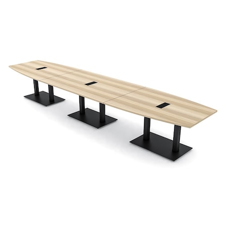 Skutchi Designs Boat Conference Table With Power, 48 in W, 216 in L, Brown HAR-BOT-48x216-DOU.BK-K525-EBLK