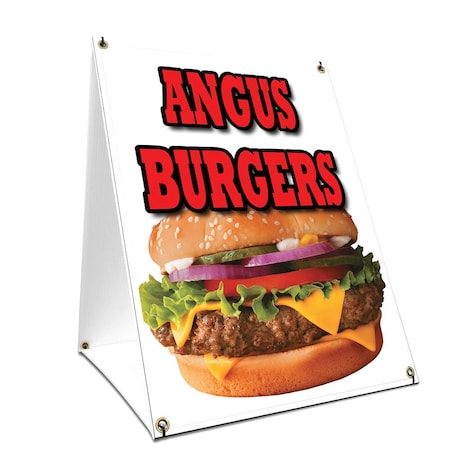 Signmission Angus Burgers, 24 Inch x 18 Inch A-frame Yard Sign, Plastic Sign SBC-1824-Angus Burgers