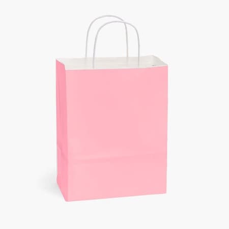 Nashville Wraps Pink White Kraft Shopping Bags Cub 8x4.75x10.25, 100PK PIHCW