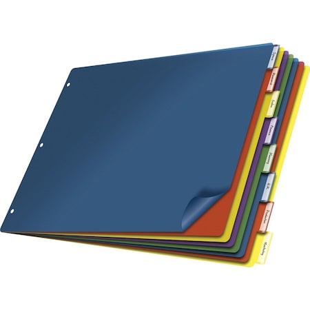 Cardinal Divider, Poly 11"x17", 8 Tb, Ast 84803
