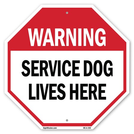 Signmission Warning Service Dog Lives Here, 10 Inch X 10 Inch, Aluminum Metal Signs OC-A-10-192