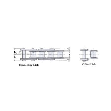 Hkk Chain Riveted Standard Roller chain, 250 ft OAL, 3/8 P, 0.2 Dia x 3/16 in W Roller, Alloy Steel RC035R1E