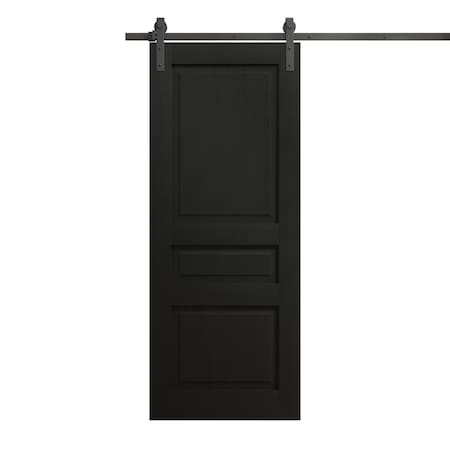 Sartodoors Modern Barn Door 30 x 96 inches, Ego 5012 Painted Black Oak, 6.6FT Rail Track Heavy Hardware Set , EGO5012BD-B-CHK-3096