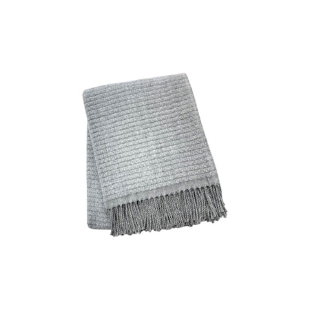 Homeroots 50" X 67" Gray Cotton Blend Woven Throw Blanket with Fringe 632910