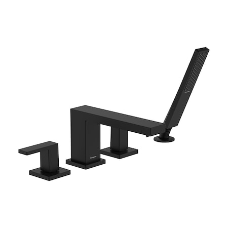 Hansgrohe Tecturis E 4-Hole Roman Tub Set Trim with 1.75 Handshower in Matte Black 73444671
