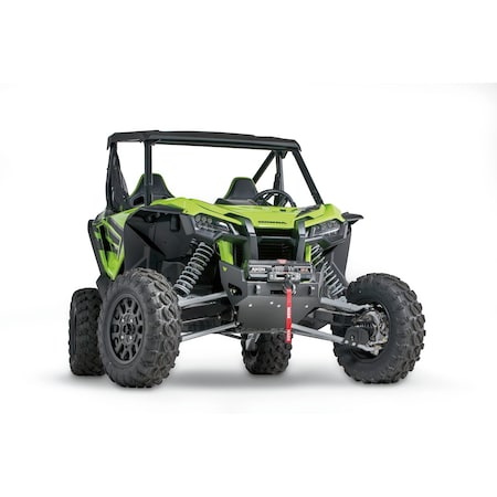 Warn One Piece Design Bumper with Winch Mount Light Port and Skid Plate Powder Coated Black Steel 104300