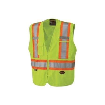 Pioneer 6935AU/6936AU/6937AU HV Zip-Up Snap Break Away Safety Vest, Medium, Green 852-V1021260U-M