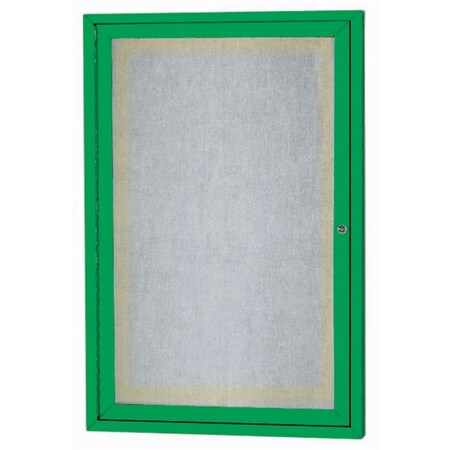 Aarco Outdoor Illuminated Enclosed Bulletin Board w/ Al Frame, Powder Coated Green, 36''Hx24''W ODCC3624RIG
