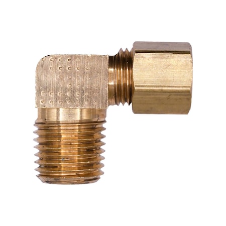 Auveco Brass 90 Degree Male Compression Adapter 1/4in Tube Size 1/4in Threads, 5PK 161